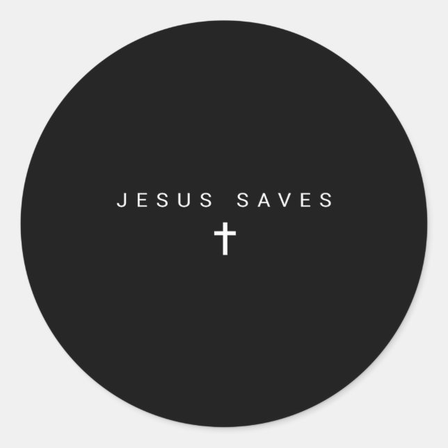 Adesivo Redondo Jesus Saves Cross Subtle Christians Minimal Cathol (Frente)