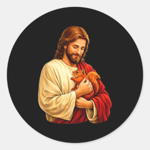 Adesivo Redondo Jesus segurando esquilo cristão