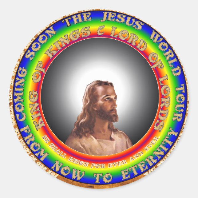 Adesivo Redondo Jesus Sticker. (Frente)