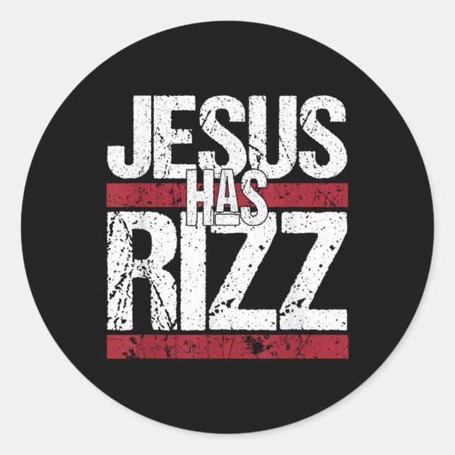 Adesivo Redondo Jesus Tem Rizz Simples Fé Cristã Crença Deus (Frente)