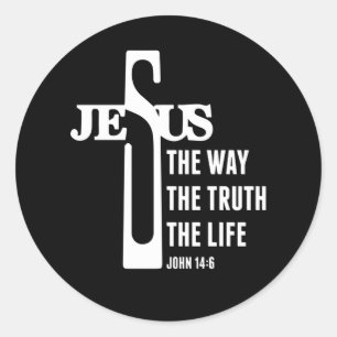 Adesivo Redondo Jesus The Way Truth The Life John 14-6 Christian