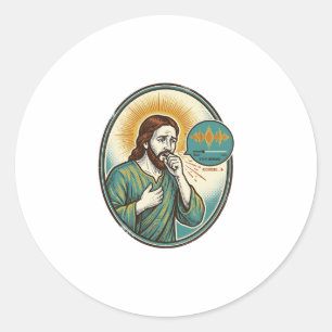 Adesivo Redondo Jesus Tossindo Nota de Voz de Audio Mensagem de Te