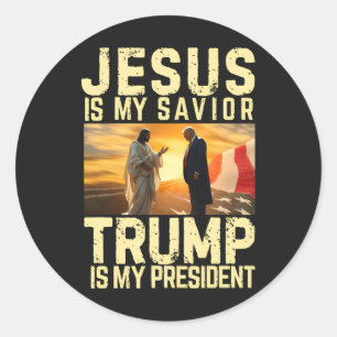 Adesivo Redondo Jesus Trump - Jesus É Meu Senhor Salvador