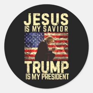 Adesivo Redondo Jesus Trump Tee - Jesus é meu Senhor Salvador me t