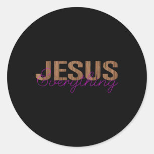 Adesivo Redondo Jesus tudo cristão cruza Deus Bíblia de fé R