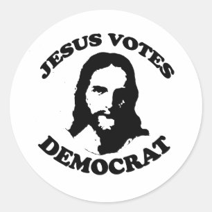 Adesivo Redondo Jesus vota democrata