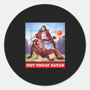 Adesivo Redondo Jesus Vs Satan Esqueleto Vintage Engraçado - Não H