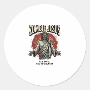 Adesivo Redondo Jesus Zumbi Gravura Antiga Design de Camiseta Engr