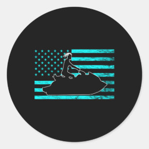 Adesivo Redondo Jetski Jet Skiing Watercraft Jet Ski American Usa
