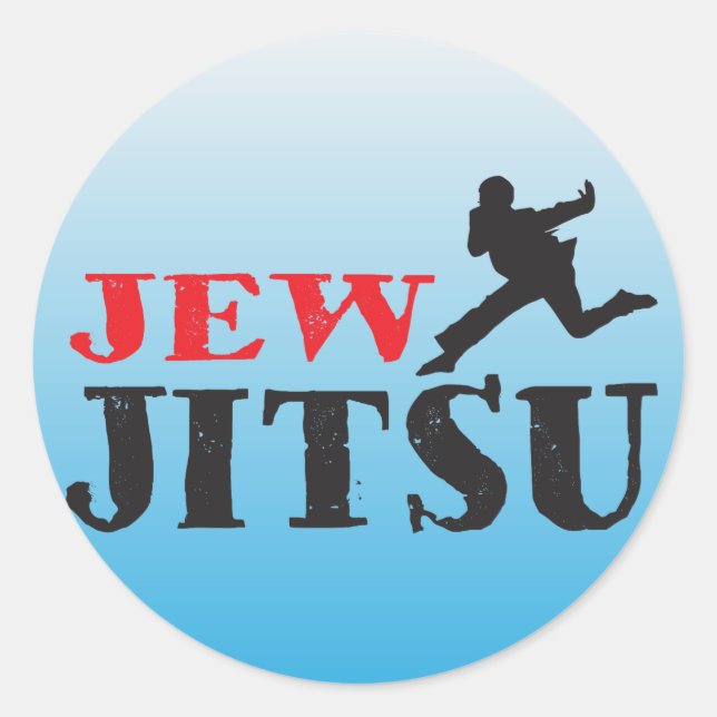 Adesivo Redondo Jew Jitsu - Engraçado humor judeu (Frente)