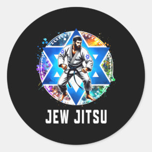 Adesivo Redondo Jew Jitsu Karate Funny Hanukkah Artes marciais Cha