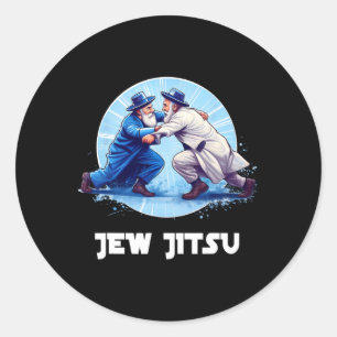 Adesivo Redondo Jew Jitsu Karate Funny Hanukkah Artes marciais Cha