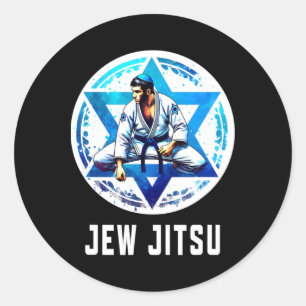 Adesivo Redondo Jew Jitsu Karate Funny Hanukkah brasileiro Jiu Jit