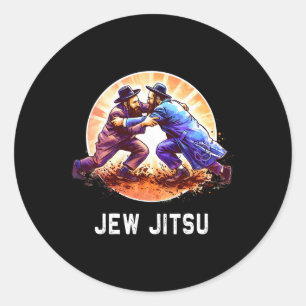 Adesivo Redondo Jew Jitsu Karate Funny Hanukkah brasileiro Jiu Jit