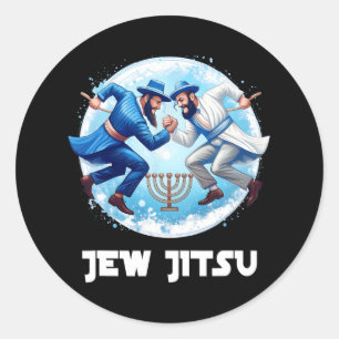 Adesivo Redondo Jew Jitsu Karate Funny Hanukkah Jiu Jitsu Martial