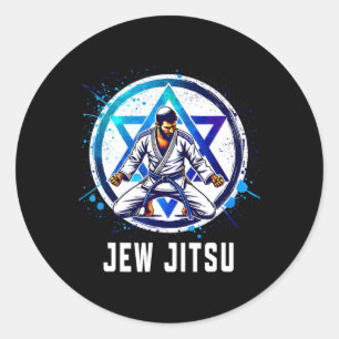 Adesivo Redondo Jew Jitsu Karate Funny Hanukkah Jiu Jitsu Martial