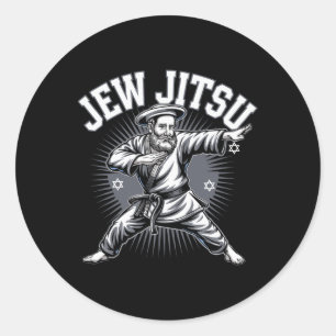 Adesivo Redondo Jew Jitsu Karate Hanukkah Jiu Jitsu Artes Marciais