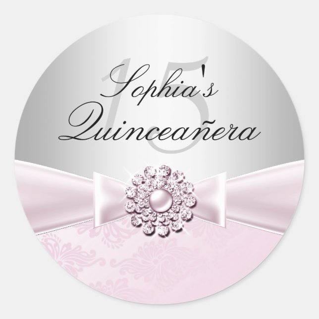 Adesivo Redondo Jewel Arco Quinceanera Sticker (Frente)