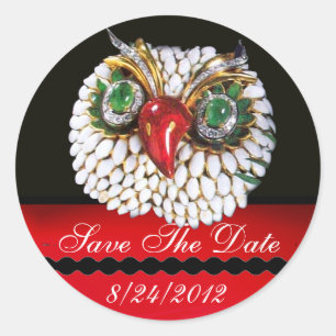 Adesivo Redondo JEWEL OWL Dourado,Green Emerald,opale