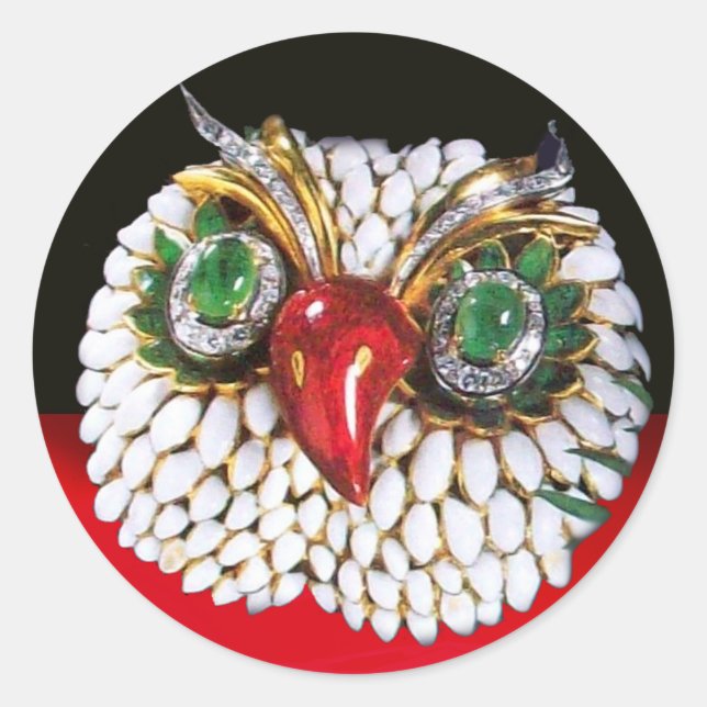 Adesivo Redondo JEWEL OWL Dourado,Green Emerald,opale (Frente)