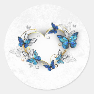 Adesivo Redondo Jewelry Heart with Butterflies Morpho