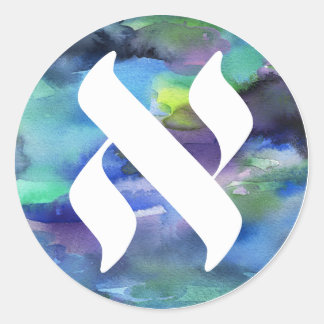 Adesivo Redondo Jewish Language Project Logo Alef WatercoloSticker