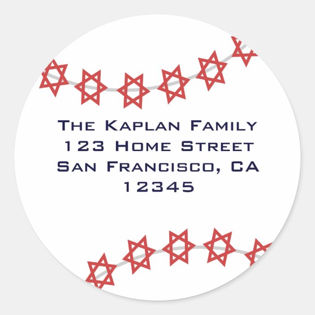 Adesivo Redondo Jewish Star Baseball Sticker (Frente)