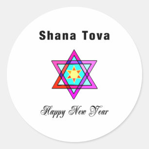 Adesivo Redondo Jewish Star Shana Tova