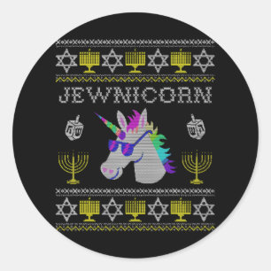 Adesivo Redondo Jewnicorn Funny Judeu Unicorn Hanukkah Chanukah