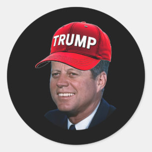 Adesivo Redondo Jfk Vestindo Trump Hat Engraçado John F Kennedy Me