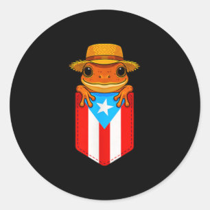 Adesivo Redondo Jibaro Coqui Sapo Porto Rico Bandeira Boricua Pock