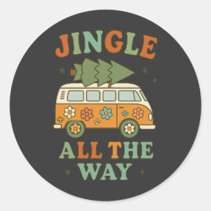 Adesivo Redondo "Jingle All The Way" Groovy Retrô Natal dos Anos 7