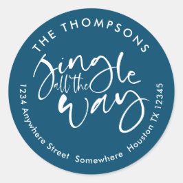 Adesivo Redondo Jingle All Way Name Endereço White Turquoise