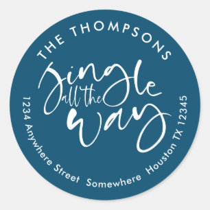 Adesivo Redondo Jingle All Way Name Endereço White Turquoise