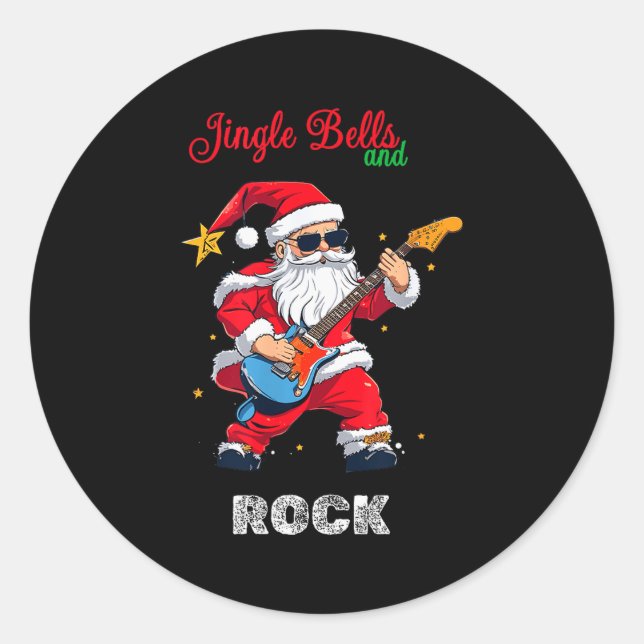 Adesivo Redondo Jingle Bell And Rock Christmas Santa Rolling Playi (Frente)