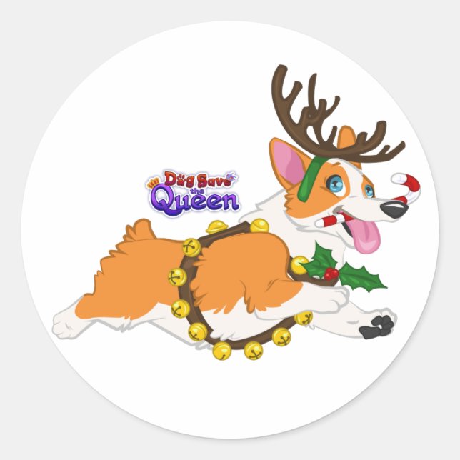 Adesivo Redondo Jingle Bell Corgi - Stickers (Frente)