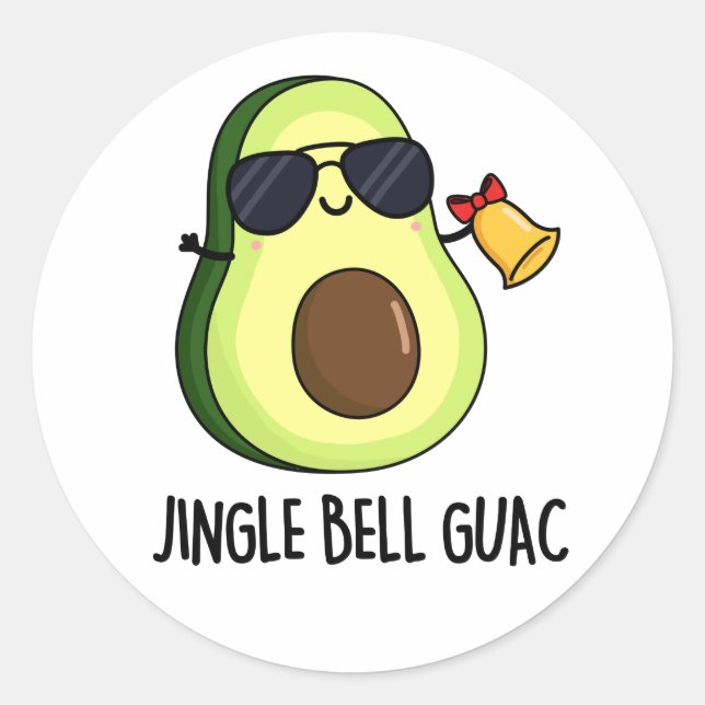 Adesivo Redondo Jingle Bell Guac Funny Avocado Pun (Frente)