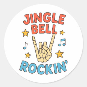 Adesivo Redondo Jingle Bell Rockin Funny Skeleton Natal