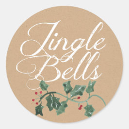 Adesivo Redondo Jingle Bells Holly Holiday Sticker