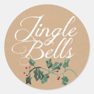 Adesivo Redondo Jingle Bells Holly Holiday Sticker