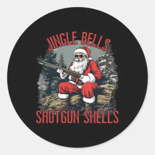 Adesivo Redondo Jingle Bells Shotgun Concha Papais noeis Engraçado