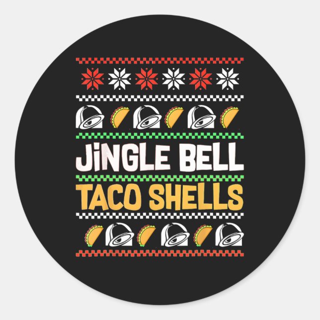 Adesivo Redondo Jingle Bells Taco Conchas Engraçadas Xmas Feias (Frente)