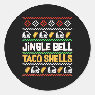 Adesivo Redondo Jingle Bells Taco Conchas Engraçadas Xmas Feias