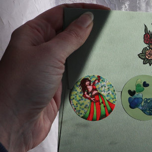 Adesivo Redondo Jingle com os cartões de baile da Belly