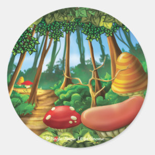 Adesivo Redondo Jingle Little Gnome Forest Stickers