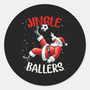 Adesivo Redondo Jingle Llers Papai Noel Engraçado Futebol Natal