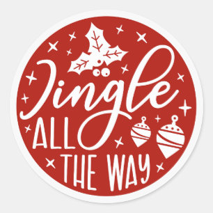Adesivo Redondo Jingle no caminho do Natal Vermelho
