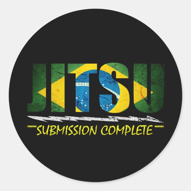 Adesivo Redondo Jitsu - BJJ Submission Complete Sticker (Frente)