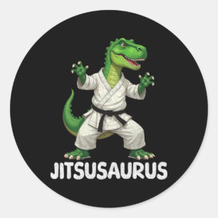 Adesivo Redondo Jitsusaurus Dinossauro Karatê Artes Marciais Diver