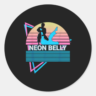 Adesivo Redondo Jiu Jitsu Bjj Engraçado Retro Neon Barriga